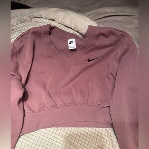 Nike Dusty Rose V-Neck Cropped Sweatshirt